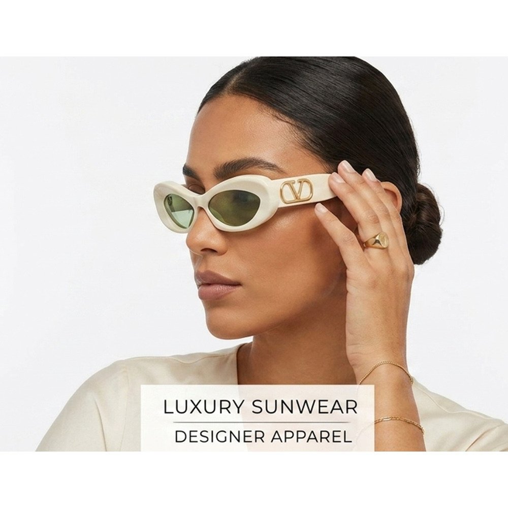 Valentino VLS Women's Sunglasses 178B IVORY / GOLD